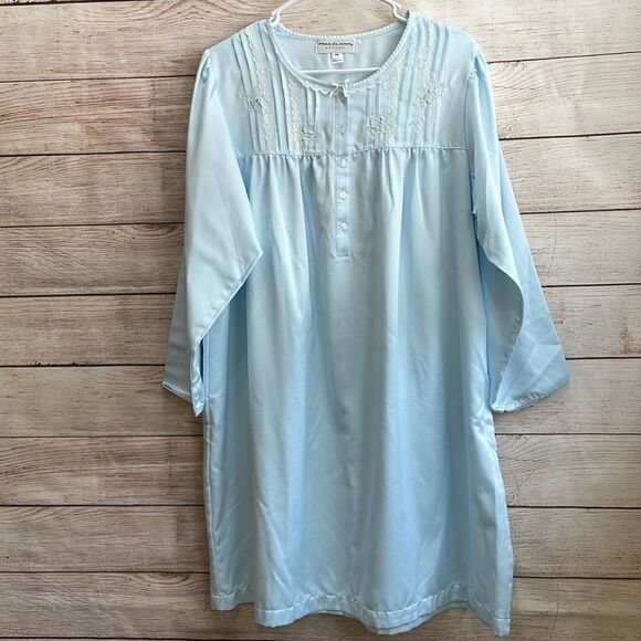 NEW WITHOUT TAGS‎ MISS ELAINE GOWN IN BLUE BRUSHED NYLON - Picture 1 of 7